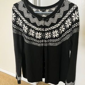 Black and White Wool Cardigan Sweater